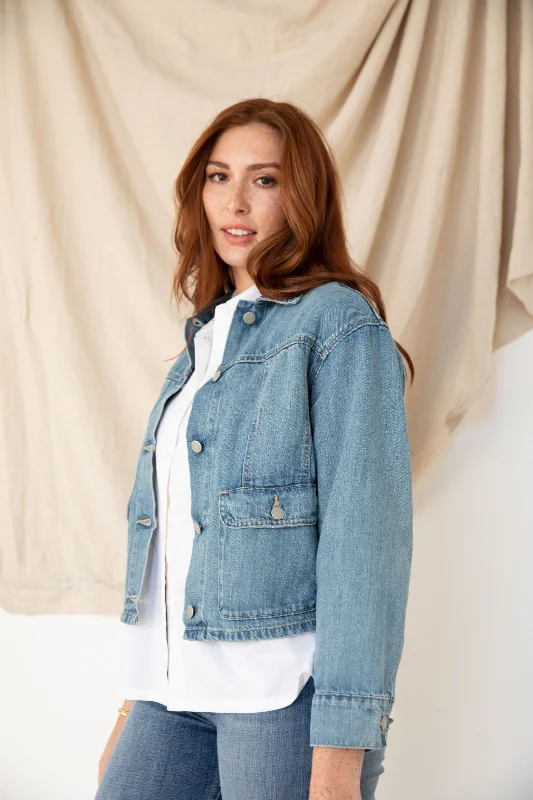 Aspen Cropped Jacket in Sky Blue Wash