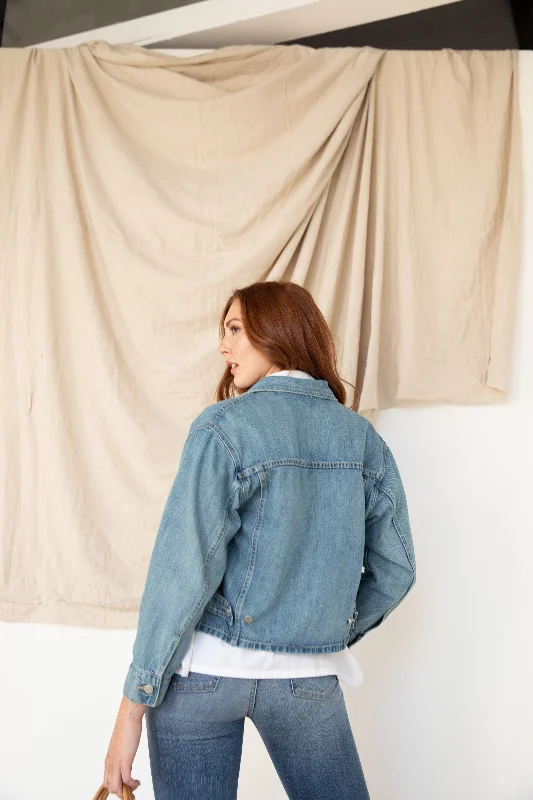 Aspen Cropped Jacket in Sky Blue Wash