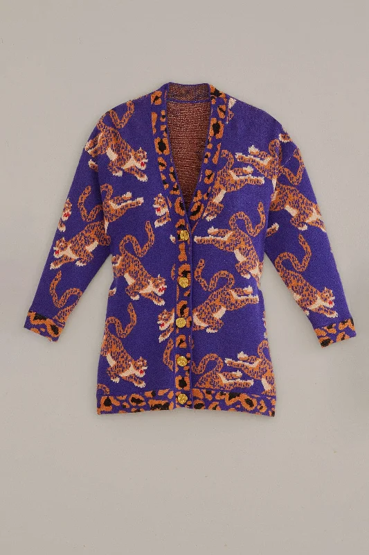 Kn CARDIGAN 319542 Leopards-Navy-Blue