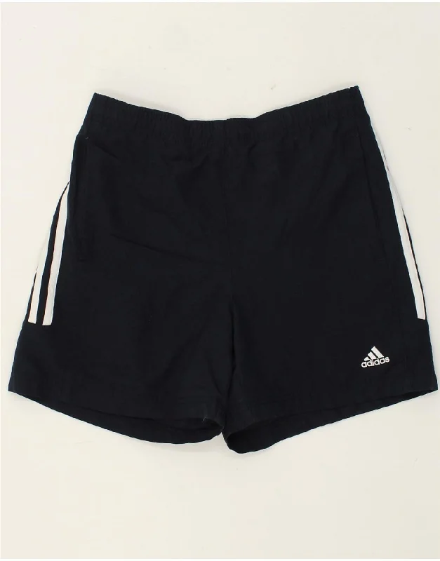 ADIDAS Womens Sport Shorts UK 10 Small Navy Blue Polyester