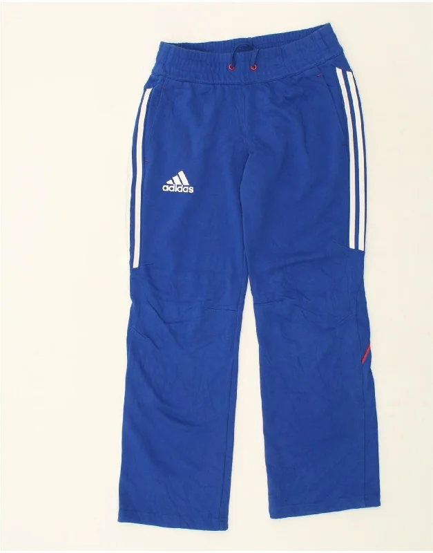 ADIDAS Womens Tracksuit Trousers UK 12 Medium Blue Cotton