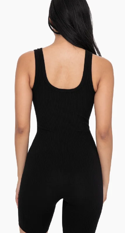 Black Ribbed Romper