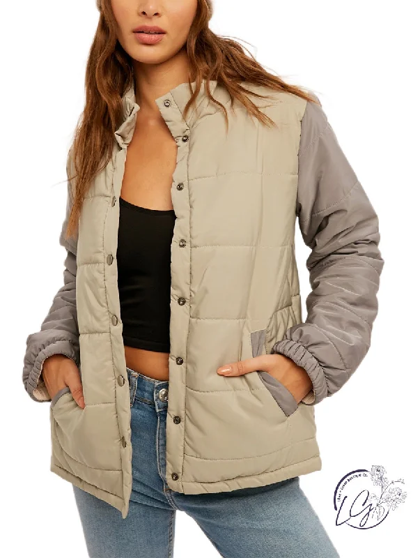 Seasons Changing Color Blocked Reversible Puffer Jacket