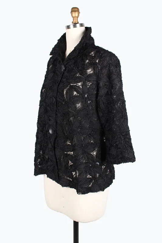 Damee BEADED FLOWER 3D MESH JKT 2381-BLK