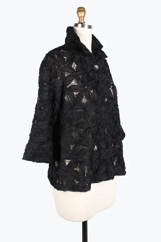 Damee BEADED FLOWER 3D MESH JKT 2381-BLK