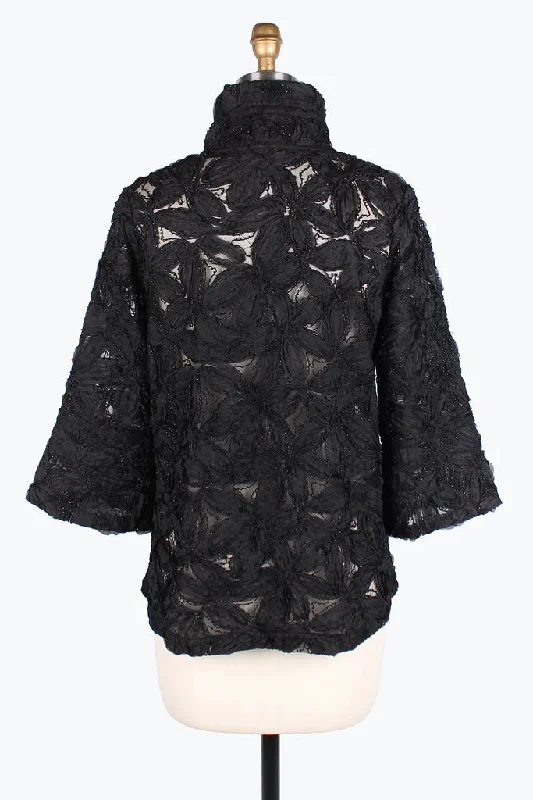 Damee BEADED FLOWER 3D MESH JKT 2381-BLK