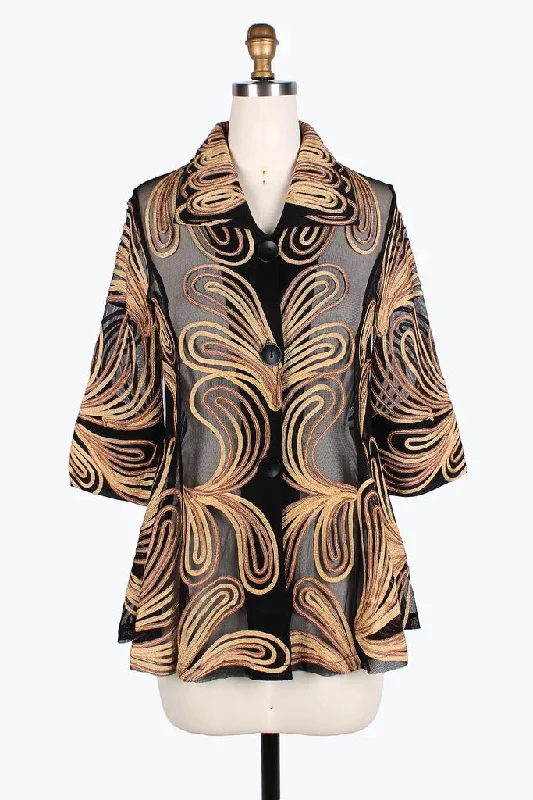 Damee Ombre Swirl Soutache Jacket 2389-BRN