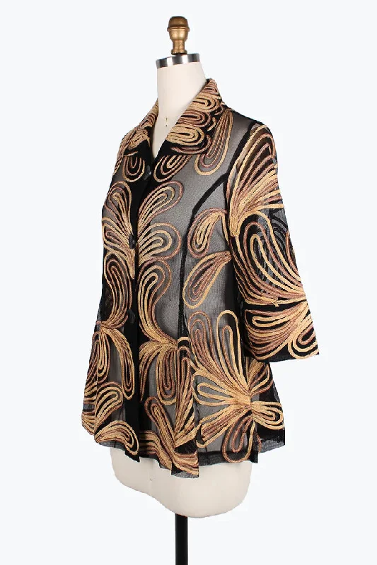 Damee Ombre Swirl Soutache Jacket 2389-BRN