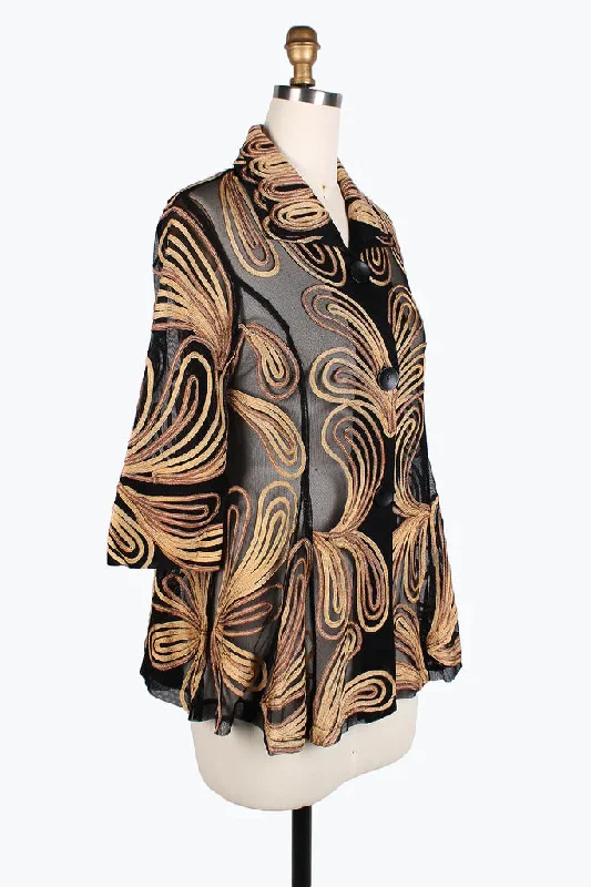 Damee Ombre Swirl Soutache Jacket 2389-BRN