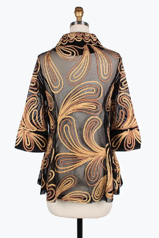 Damee Ombre Swirl Soutache Jacket 2389-BRN