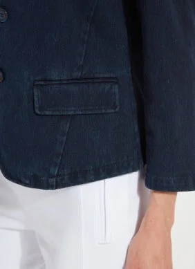 Della Denim Cropped Blazer - Indigo