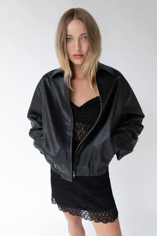 VEGAN LEATHER BOMBER JACKET