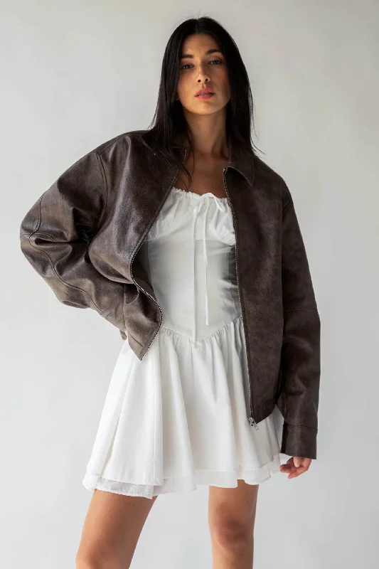 VEGAN LEATHER BOMBER JACKET