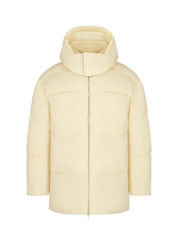 Flower-Warmth Recycled Nylon Long Puffer—rind yellow