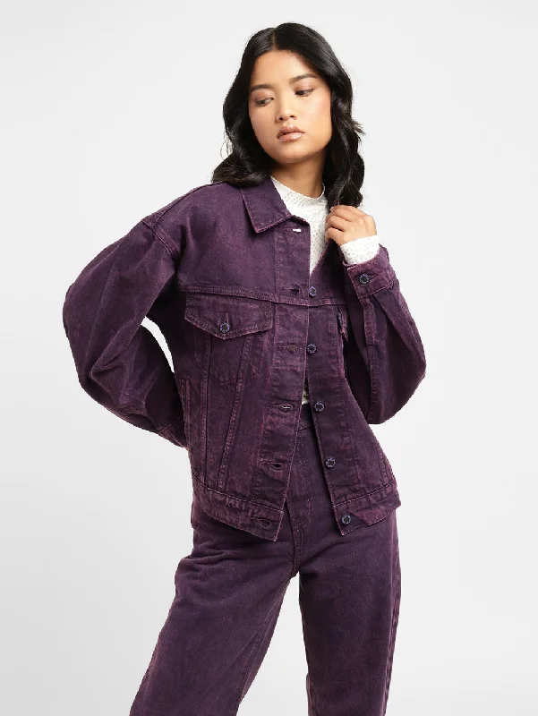 Levi's x Deepika Padukone Solid Purple Shirt Collar Jacket