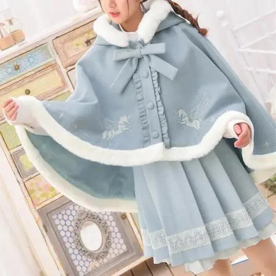 BLUE UNICORN HOODIE PONCHO