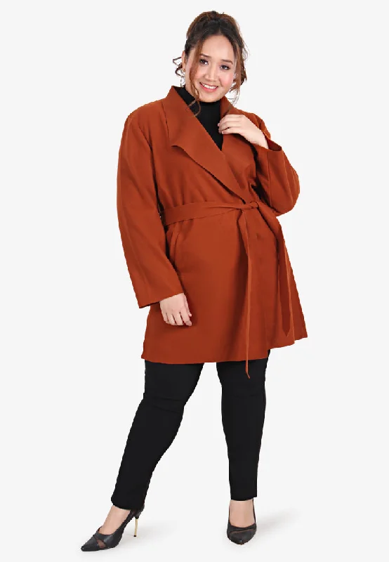 Waldorf Long Wrap Coat - Sunset Brown