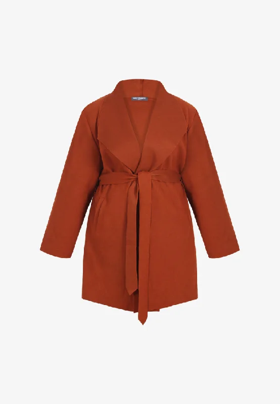 Waldorf Long Wrap Coat - Sunset Brown