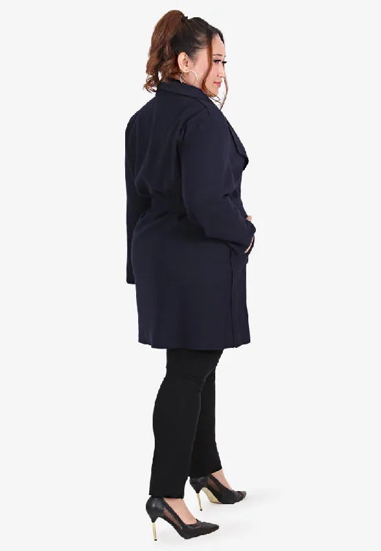 Waldorf Long Wrap Coat - Midnight Blue