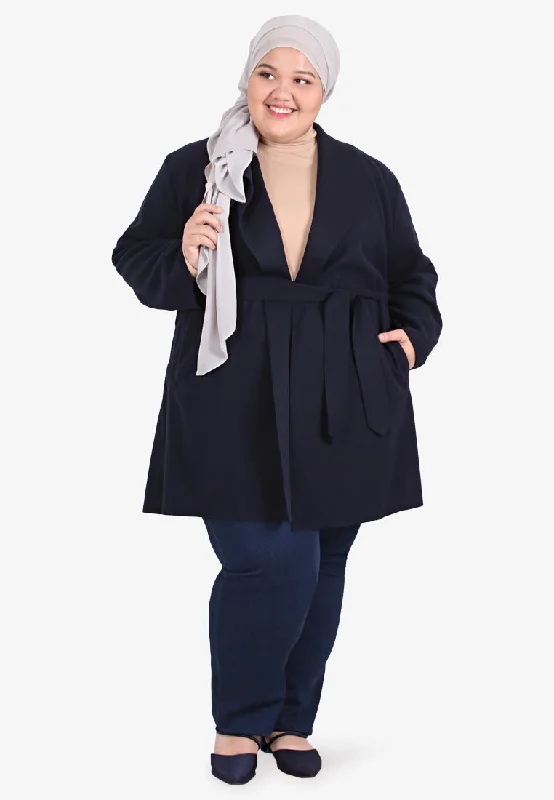 Waldorf Long Wrap Coat - Midnight Blue