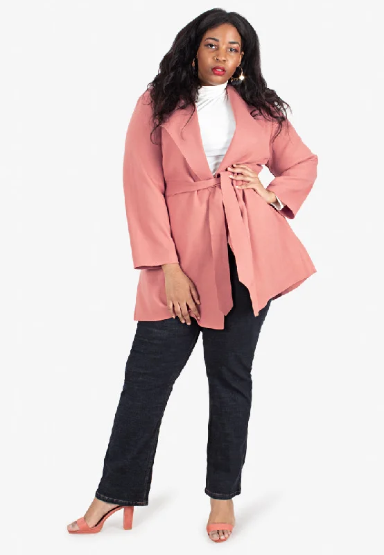 Waldorf Long Wrap Coat - Salmon Pink