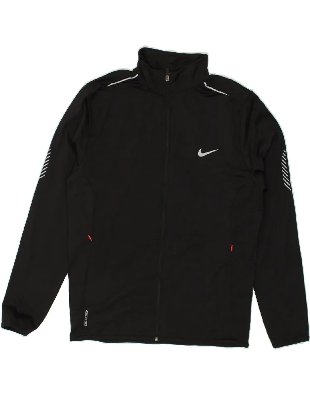 NIKE Womens Dri Fit Tracksuit Top Jacket UK 18 XL Black Polyester