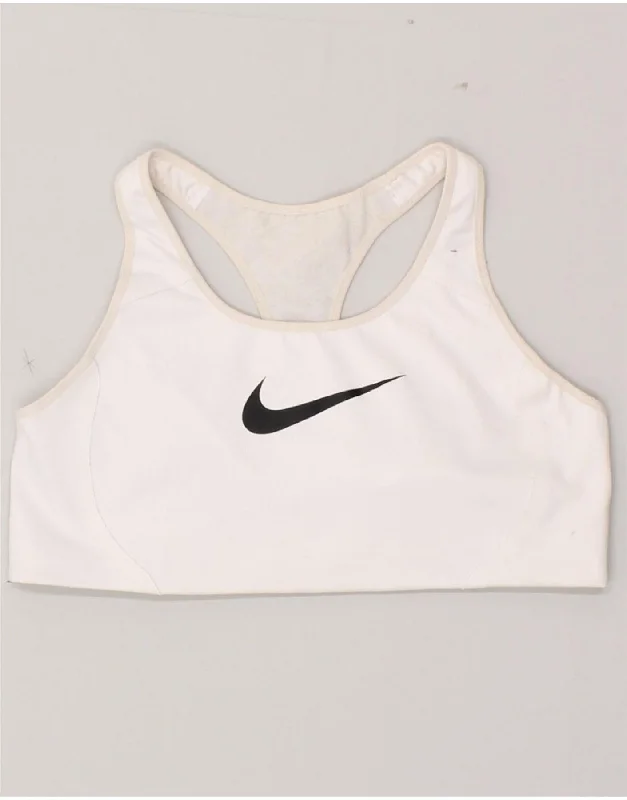 NIKE Womens Sport Bra Top UK 18 XL White Polyester