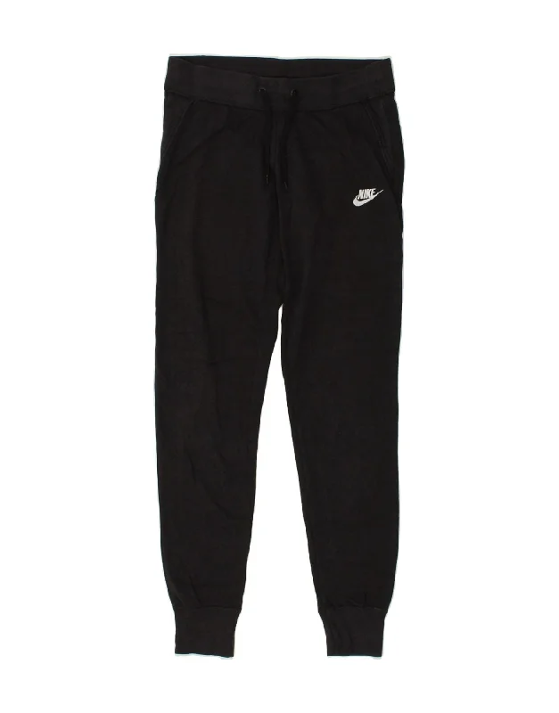 NIKE Womens Tracksuit Trousers Joggers UK 10 Small Navy Blue Cotton