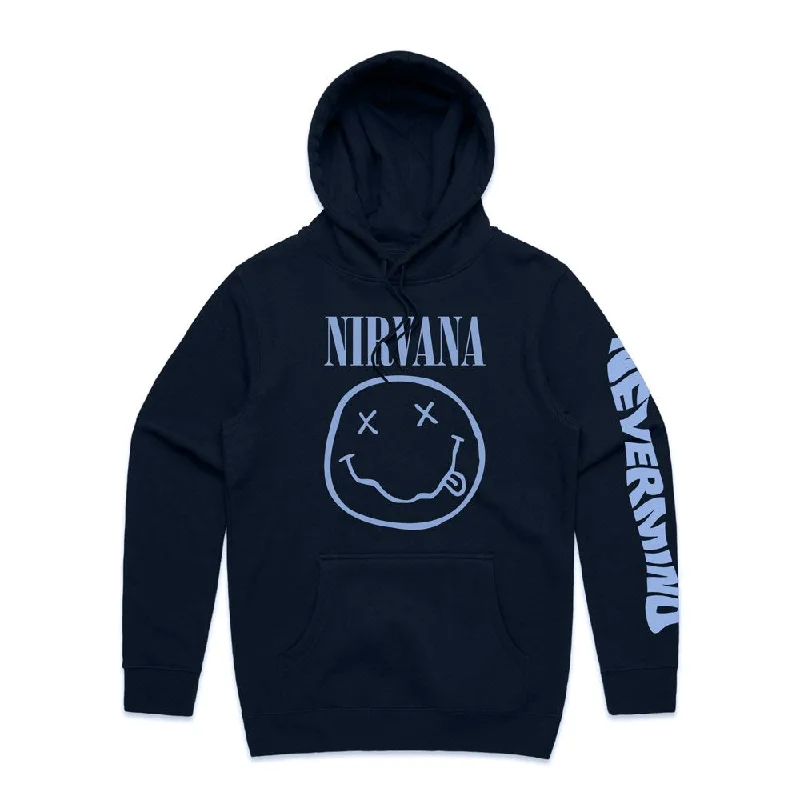 Nirvana - Smiley Blue - Navy Hooded Sweatshirt