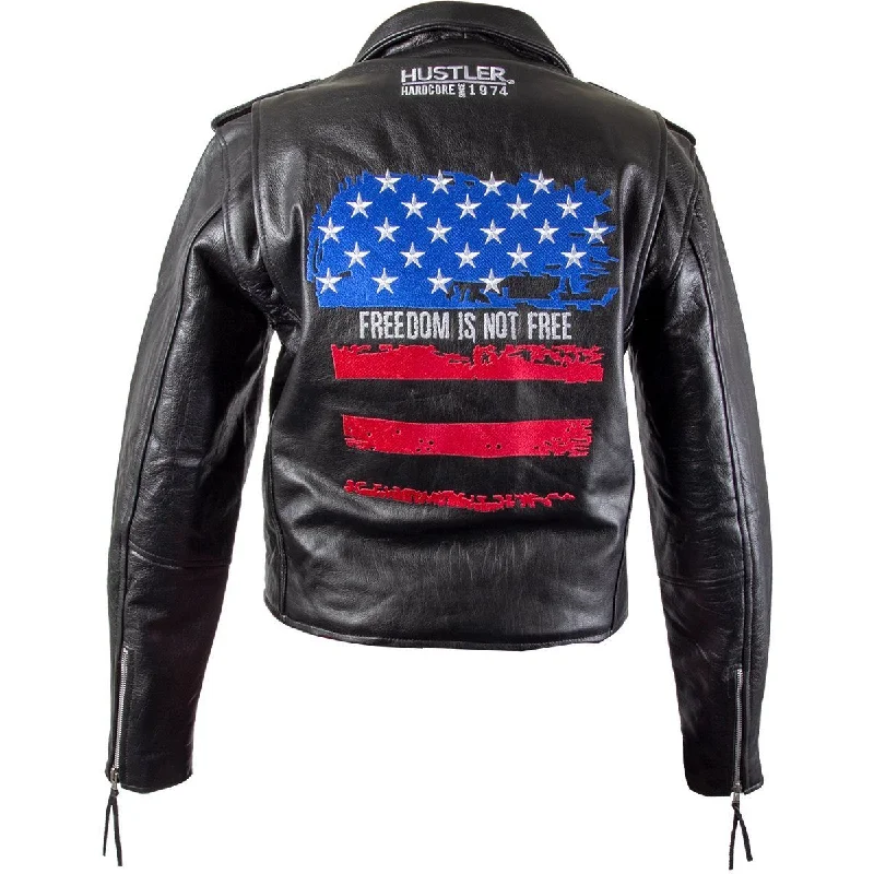 Hustler Ladies HSL-800 'Freedom Is Not Free"" Vintage Leather Motorcycle Jacket