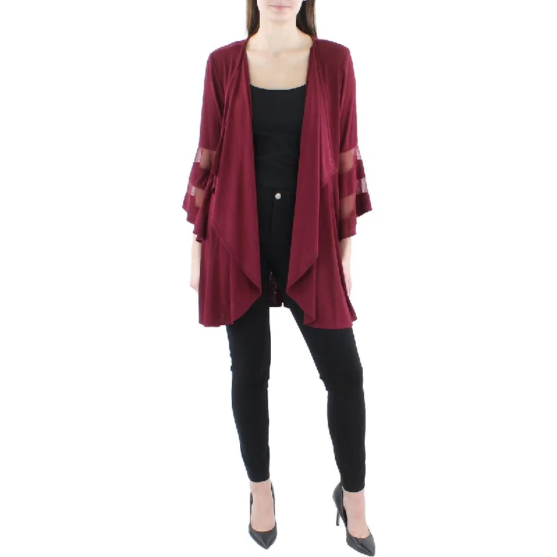 R&M Richards Womens Knit Mesh Inset Duster Blazer