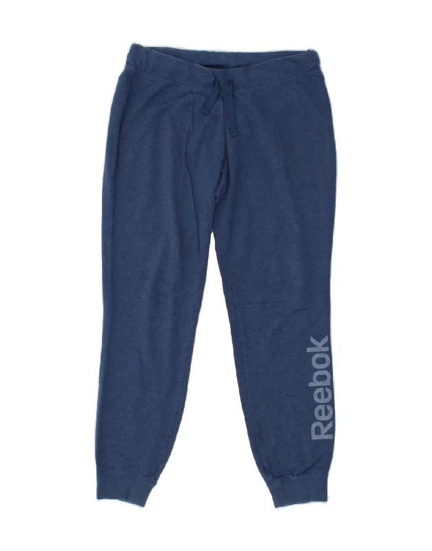 REEBOK Womens Graphic Tracksuit Trousers Joggers UK 14 Medium Blue