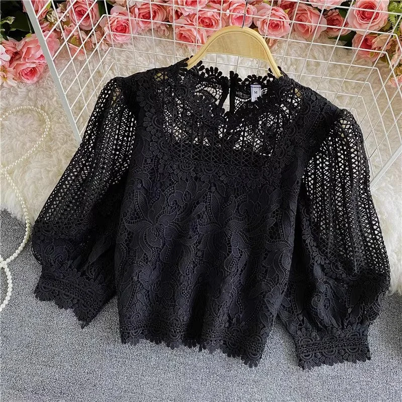 Retro short lace shirt     S3910