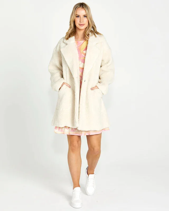 SASS GINA SHERPA RAGLAN SLEEVE COAT CREAM