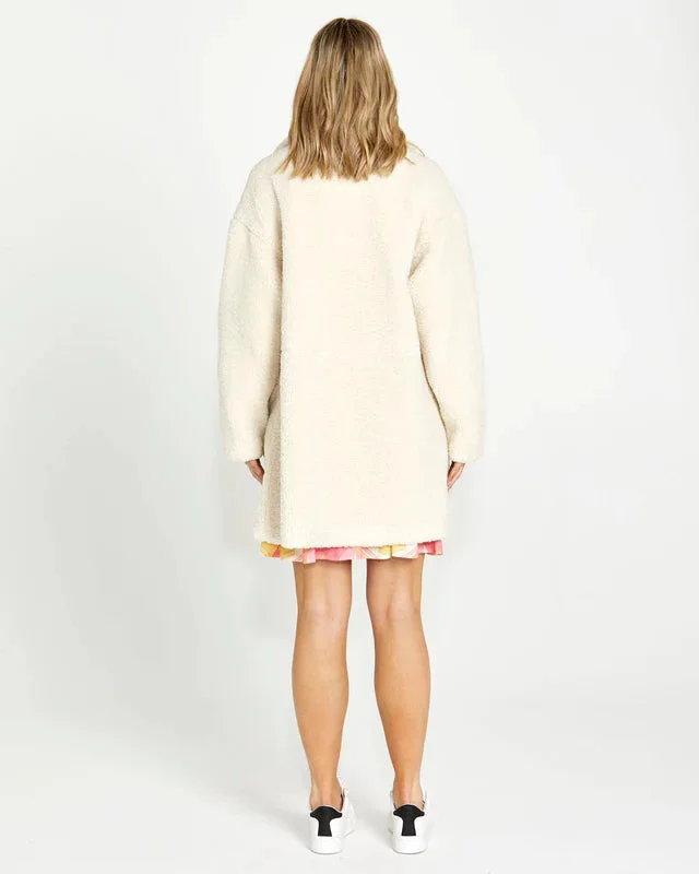 SASS GINA SHERPA RAGLAN SLEEVE COAT CREAM