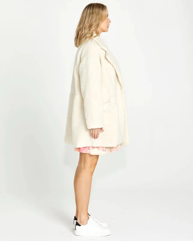 SASS GINA SHERPA RAGLAN SLEEVE COAT CREAM