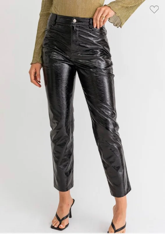 Shinny Black Faux Leather Pants