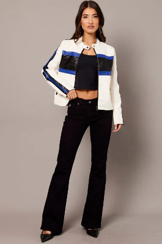 White Faux Leather Jacket Long Sleeves