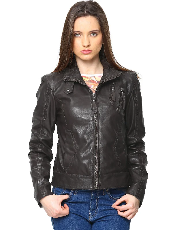 Women Brown Leather Jacket