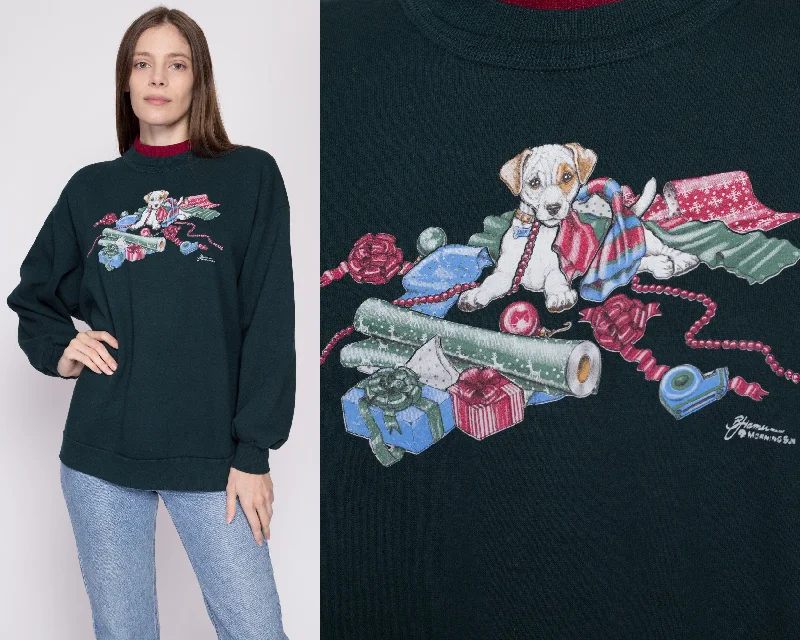 1X 90s Christmas Puppy Sweatshirt