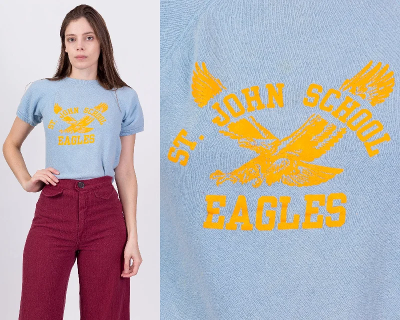 70s Raglan Sleeve School Mascot Sweatshirt Top - Small