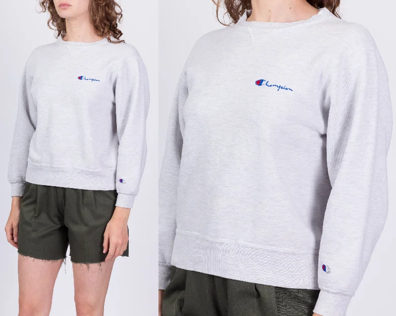 90s Champion Heather Grey Cropped Sweatshirt - Medium