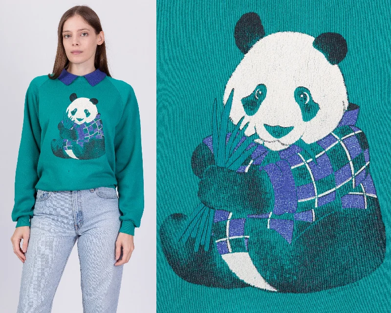 90s Panda Collared Sweatshirt - Large