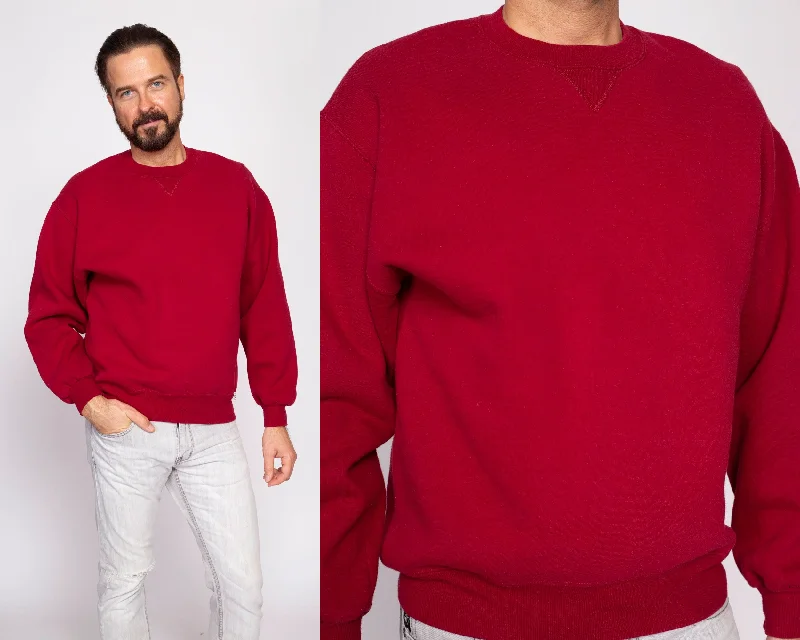 90s Red Crewneck V Stitch Sweatshirt - Men's Large