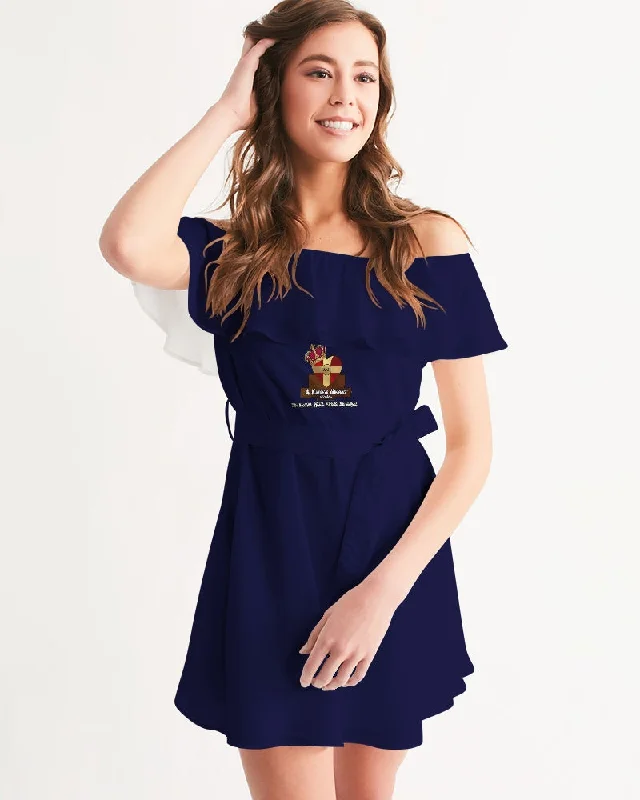 AKH Navy Blue Women's Off-Shoulder Dress