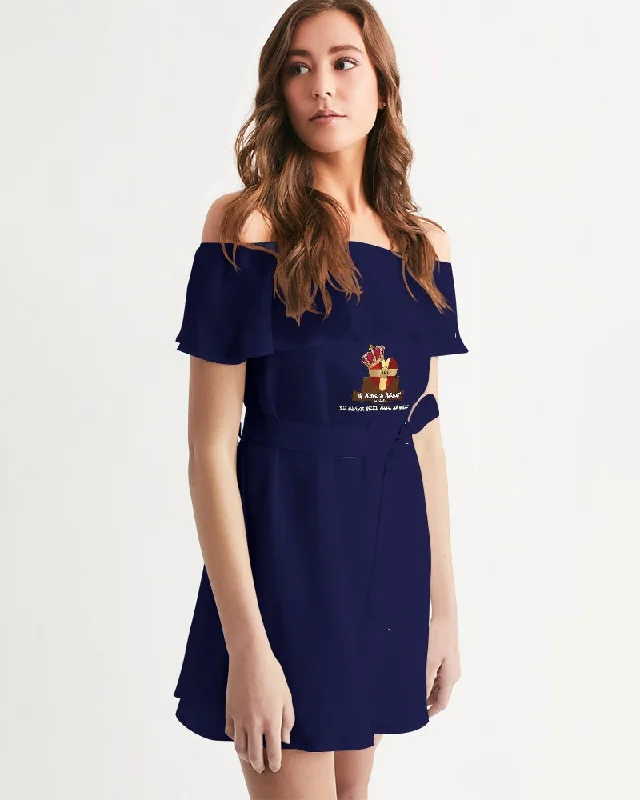 AKH Navy Blue Women's Off-Shoulder Dress