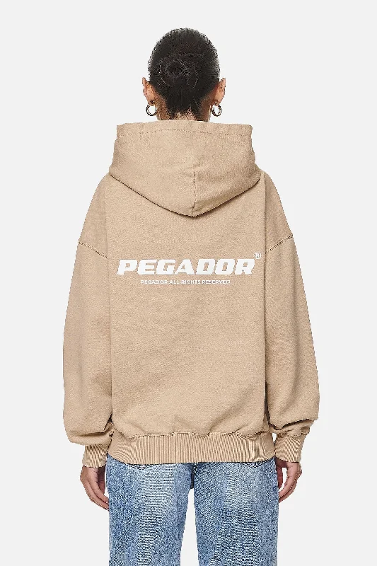 Atna Logo Oversized Hoodie Washed Safari Sand White