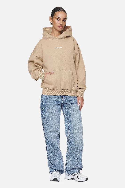 Atna Logo Oversized Hoodie Washed Safari Sand White