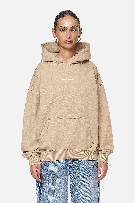 Atna Logo Oversized Hoodie Washed Safari Sand White