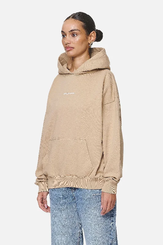 Atna Logo Oversized Hoodie Washed Safari Sand White